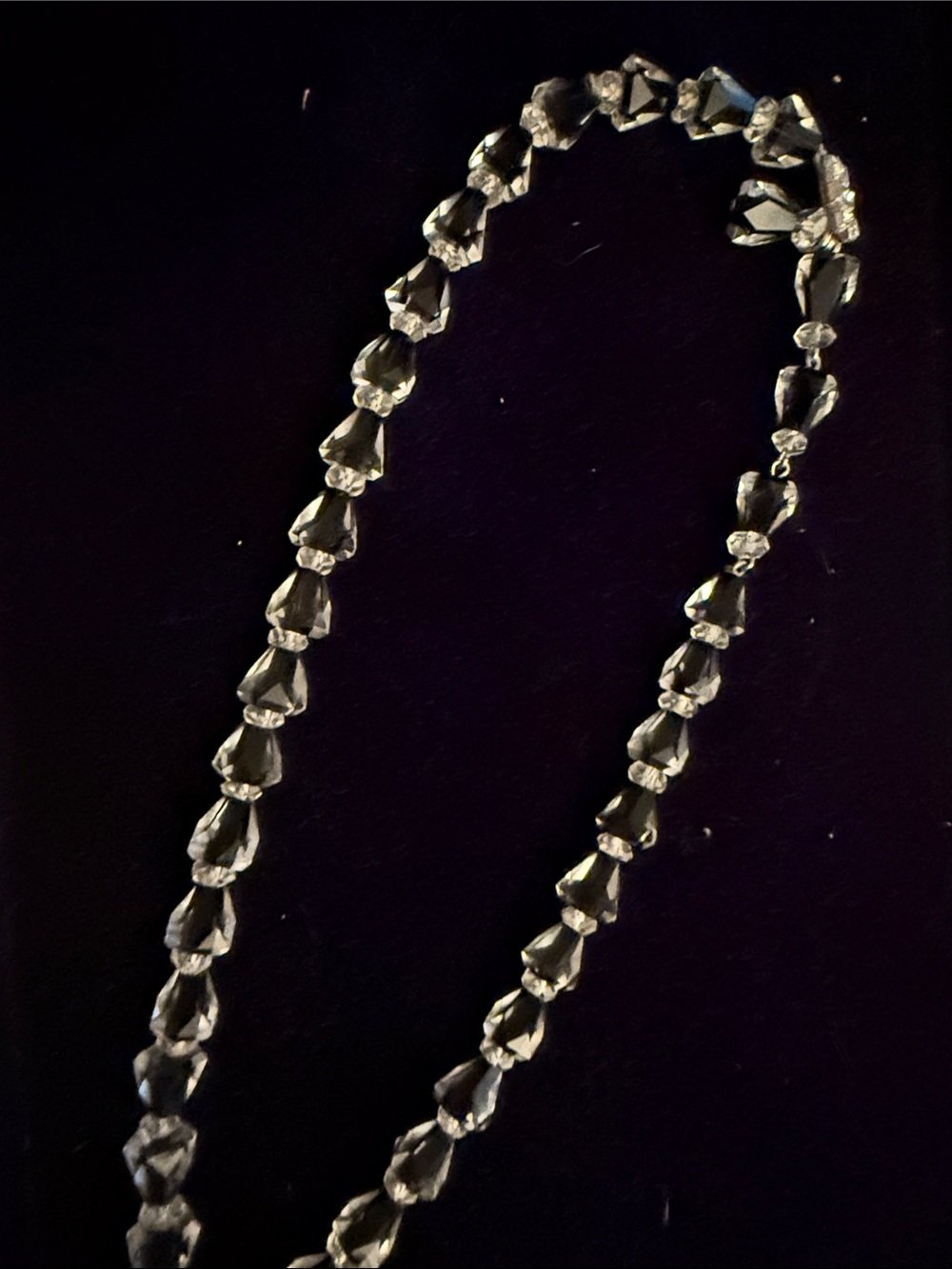 Crystal Teardrop Strand Necklace in black center in Clear - Elegant Sparkle